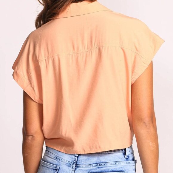 Pink Martini Kalina Top- Orange Tie Front Cropped Blouse- Size XS - Picture 2 of 11